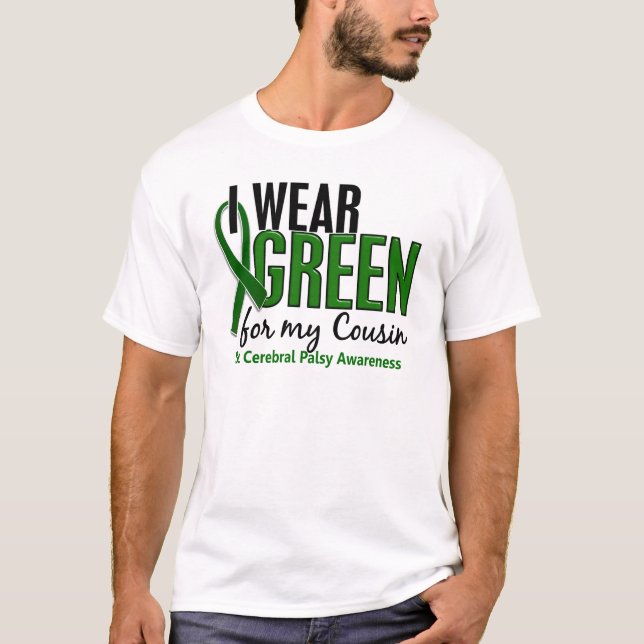 T-shirts Eu visto o verde para minha paralisia cerebral do (Frente)