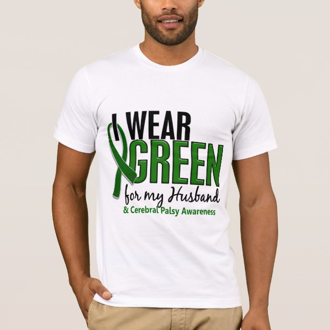 T-shirts Eu visto o verde para minha paralisia cerebral do (Frente)