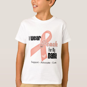 T-shirts Eu Visto Peach Para Meu Cancer Nana - Uterino