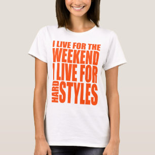 T-shirts Eu vivo para o fim de semana (alaranjado)