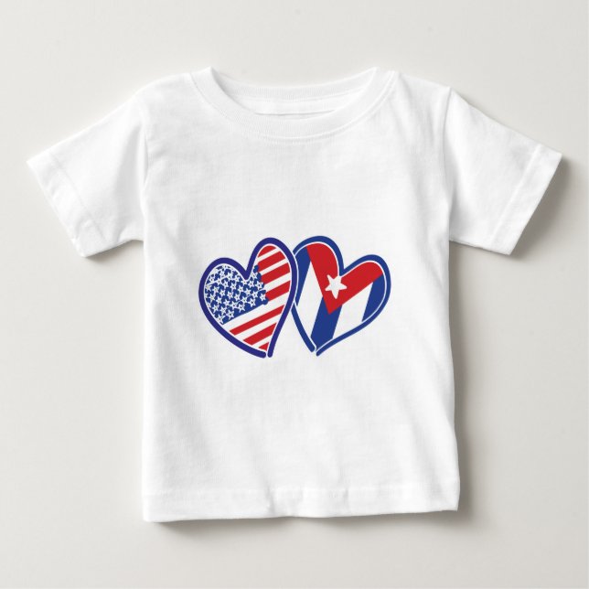 T-shirts EUA CUBA Flag Hearts (Frente)