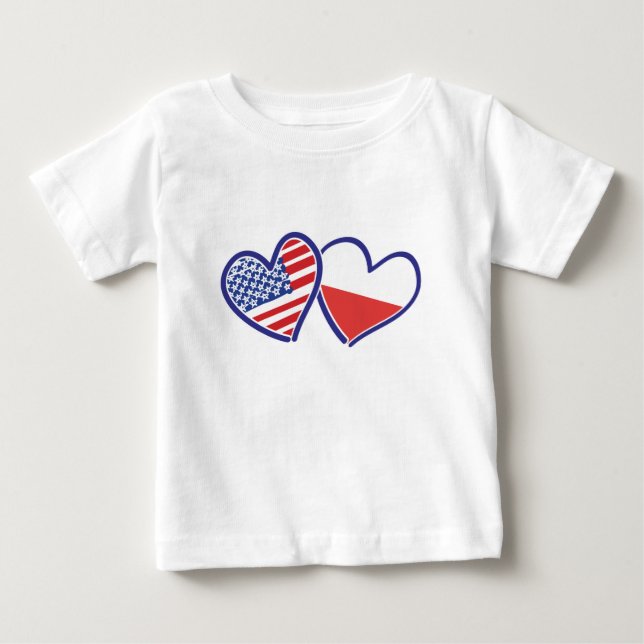 T-SHIRTS EUA-POLONÊS-FLAG-HEARTS (Frente)