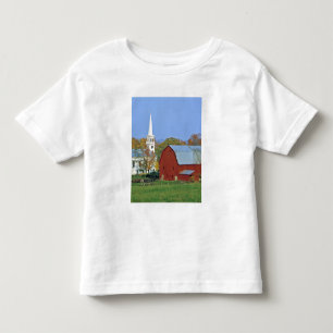 T-shirts EUA, Vermont, Peacham. Um celeiro vermelho e branc