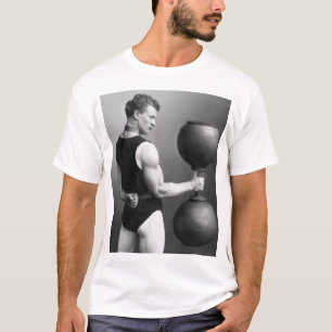 T-shirts Eugen Sandow que ondula um Dumbbell enorme -
