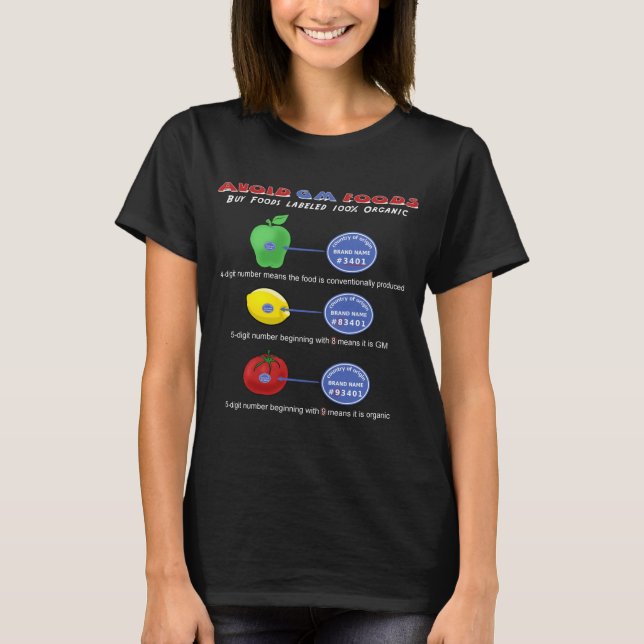 T-shirts Evite alimentos geneticamente modificados evite PL (Frente)