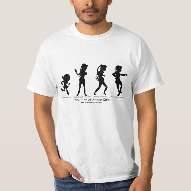 T-shirts Evolução de meninas do Anime (Frente)