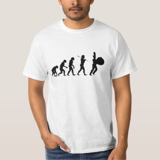 T-shirts Evolução de um baterista baixo (branco básico)
