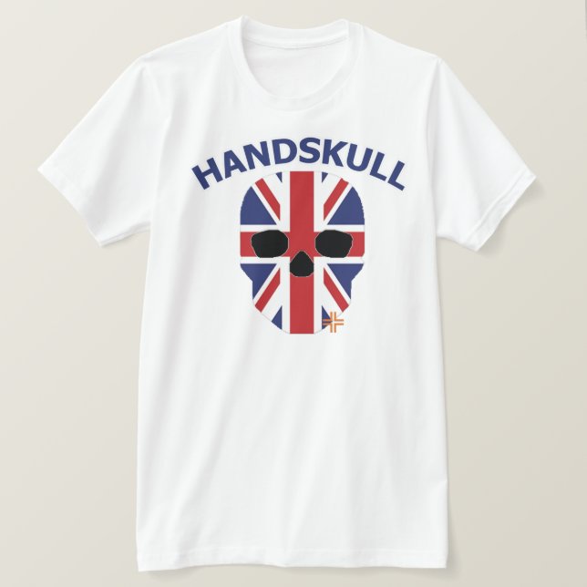 T-shirts Excelente HANDSKULL Grã-Bretanha - Manga branca bá (Frente do Design)
