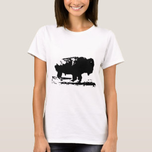 T-shirts Executando Buffalo Bison Pop Art