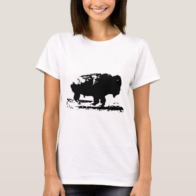 T-shirts Executando Buffalo Bison Pop Art (Frente)