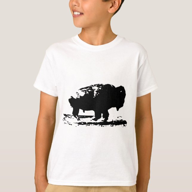 T-shirts Executando Buffalo Bison Pop Art (Frente)