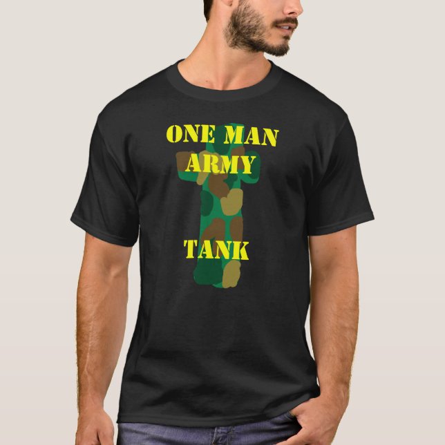 T-shirts Exército do homem do tanque um (Frente)