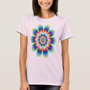 T-shirts Explosão do arco-íris da flor do Fractal