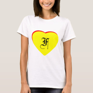 T-shirts "F" Casamento Vermelho Amarelo Coração Convite O M