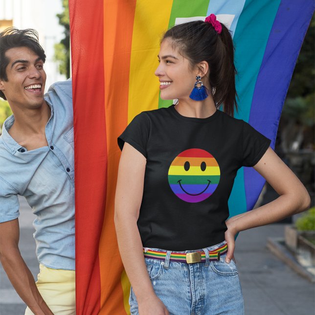 T-shirts Face arco-íris (Retro Style)