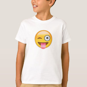 T-shirts Face Com A Língua Enfiada E Olhos Emoji Piscados