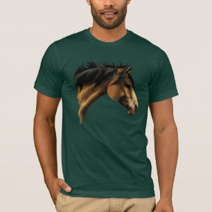 T-shirts Faceta-Camisa do cavalo do BuckSkin