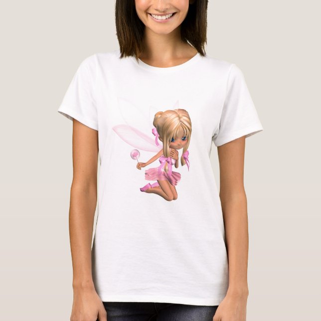 T-shirts Fada bonito da bailarina de Toon no rosa - (Frente)