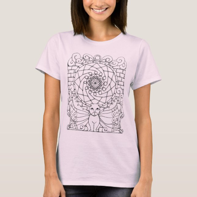 T-shirts Fada de gato e Rosa (Frente)
