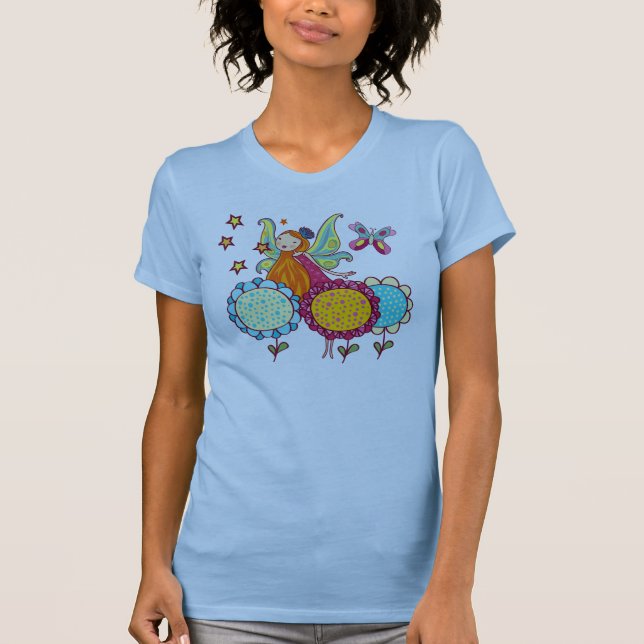 T-shirts Fada do jardim com flores (Frente)