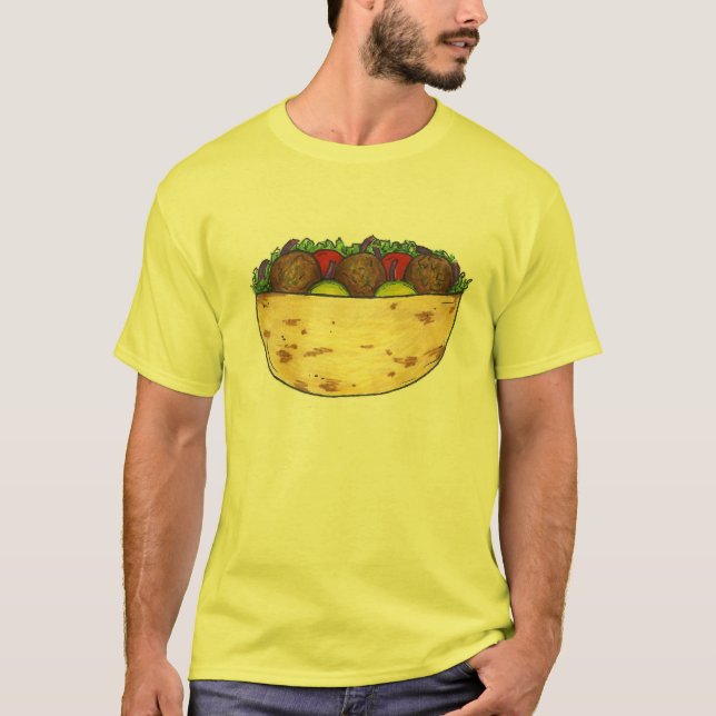T-shirts Falafel recheado Pita Mediterrâneo Comida Cuisine (Frente)