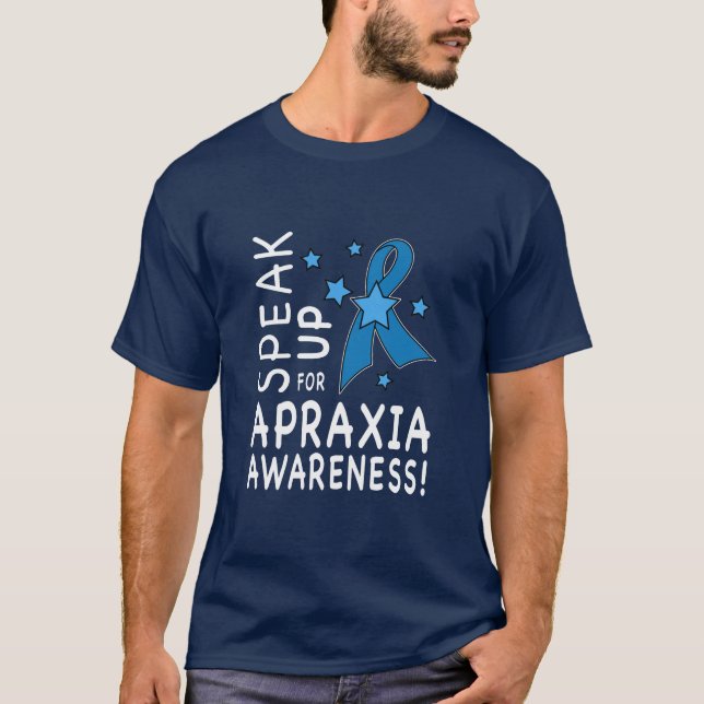 T-shirts Fale acima para a consciência da apraxia (Frente)