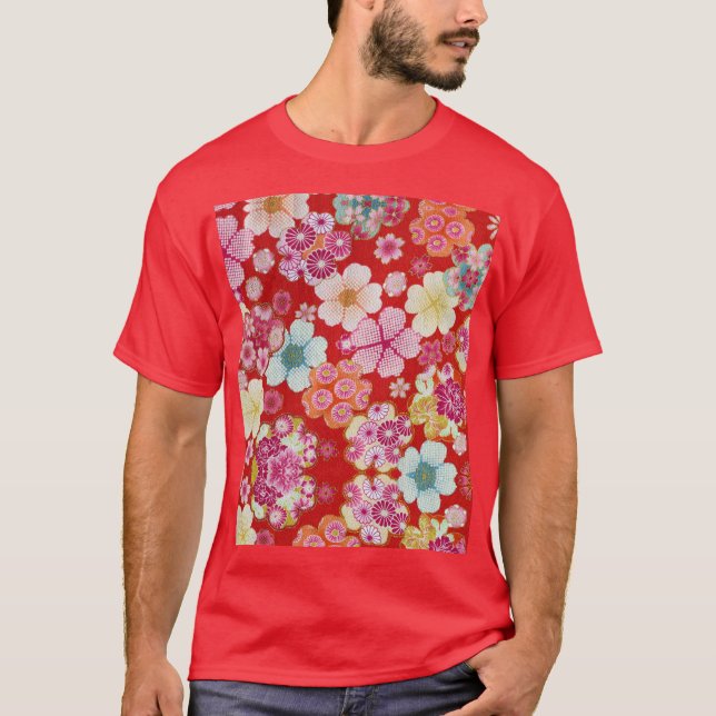 T-shirts Falln Crimson Floral Chirimen (Frente)
