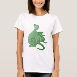 T-shirts fantasia mítica, criatura verde, dragão