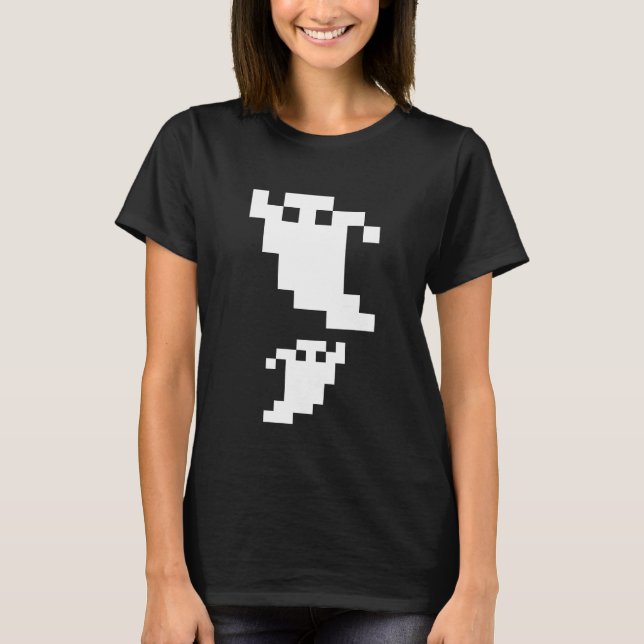 T-shirts Fantasma de pixel de 8 bits (Frente)