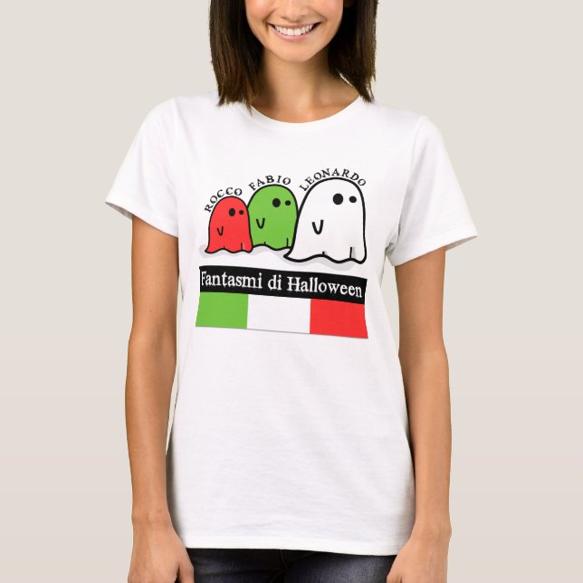 T-shirts Fantasmas do Halloween Italiano, Fantasmi di Hallo (Frente)