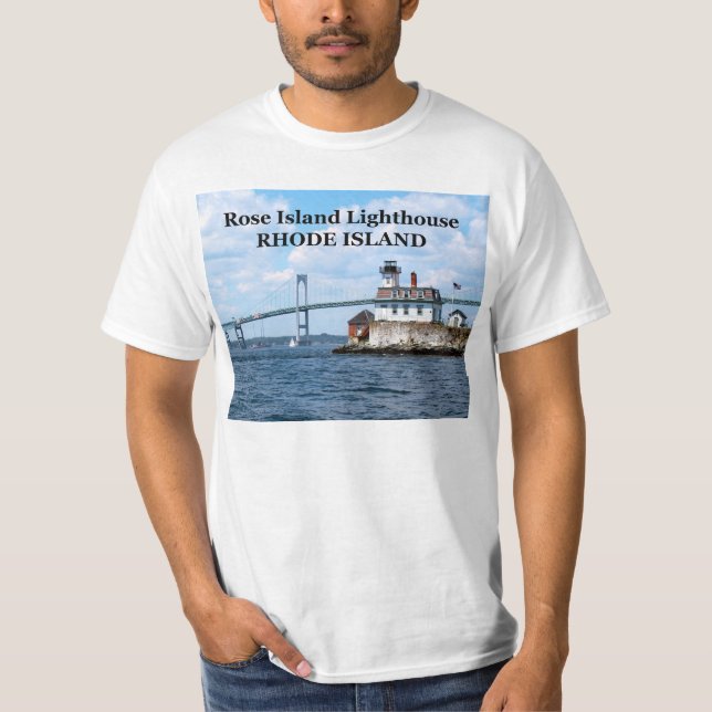 T-shirts Farol da Ilha rosa, Camisa-T da Ilha Rhode (Frente)