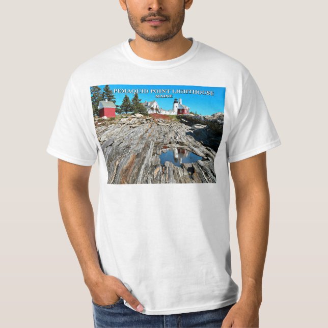 T-shirts Farol de Ponto Pemaquide, Maine (Frente)