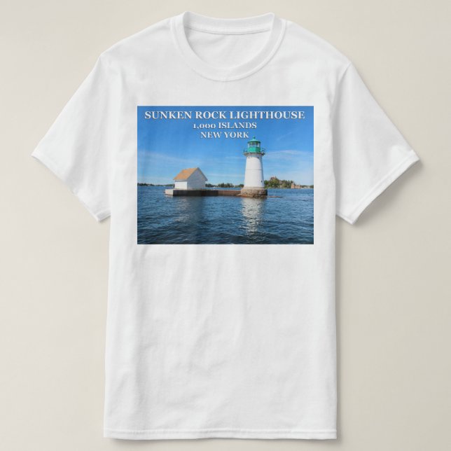 T-shirts Farol Sunken Rock, Nova York (Frente do Design)