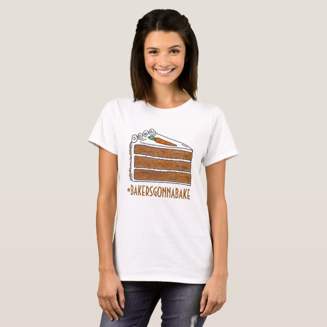 T-shirts Fatia de Bakers Vai Assar Hashtag Camada de Cenour (Frente Completa)