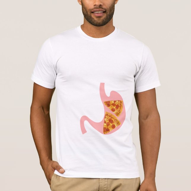 T-shirts Fatias da pizza em meu estômago (Frente)