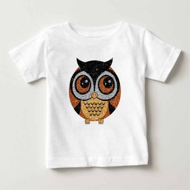 T-shirts Faux Glitter Owl (Frente)