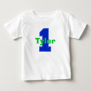 T-shirts Faux Stitch First Birday Shirt Blue