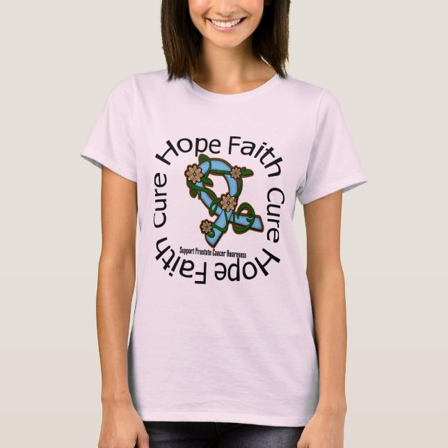 T-shirts Fé Cura da Esperança - Fita do Cancer da próstata (Frente)