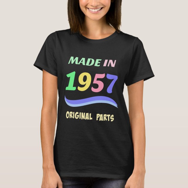T-shirts Feito em 1957, design de texto colorido (Frente)