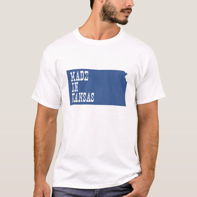 T-shirts Feito em Kansas Kansan Map Shapeed Birth State (Frente)