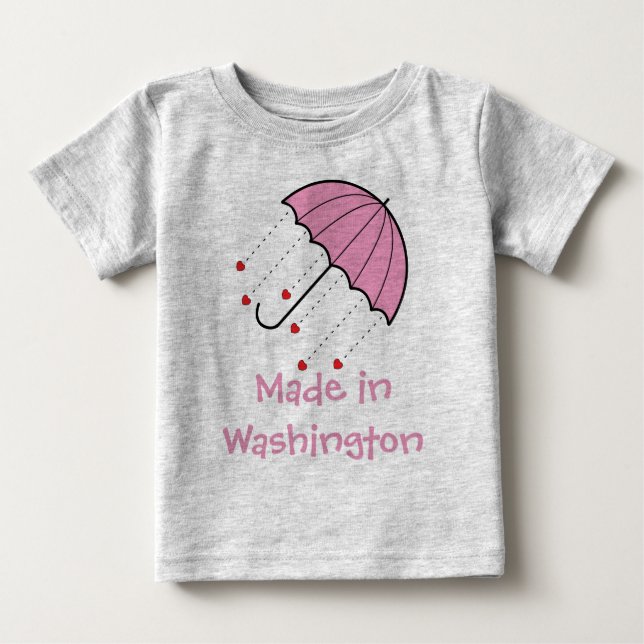 T-shirts Feito em Washington - Guarda-chuvas com Corações ( (Frente)