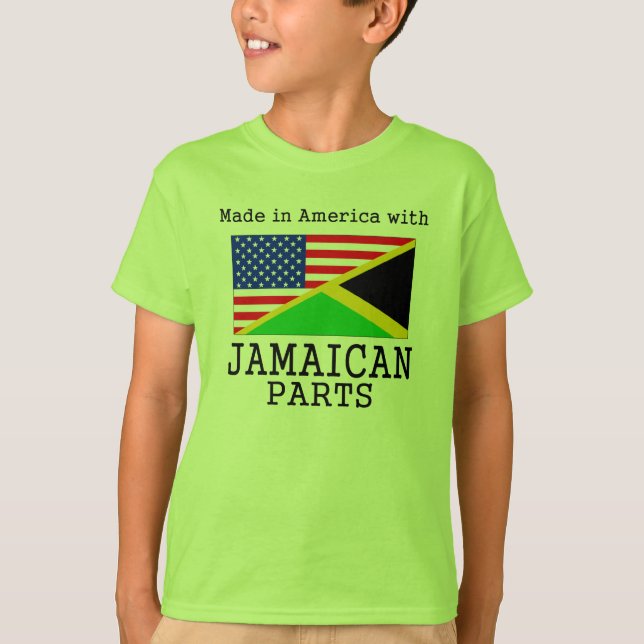 T-shirts Feito na América com peças jamaicanas (Frente)