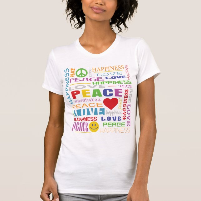 T-shirts Felicidade do amor da paz (Frente)