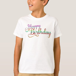 T-shirts FELIZ ANIVERSÁRIO - design de texto + suas própria