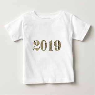 T-shirts Feliz ano novo 2019 Tipografia Elegante Dourada