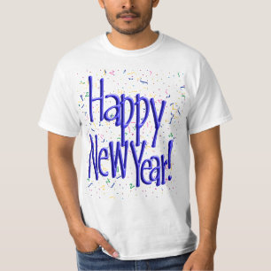 T-shirts Feliz Ano Novo Texto Azul