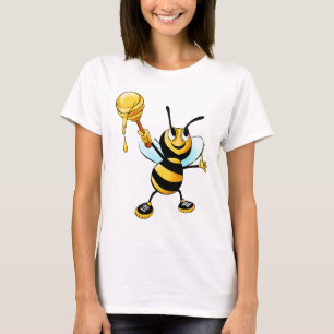 T-shirts Feliz Bumble Bee com uma colher de mel