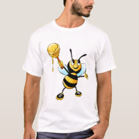Feliz Bumble Bee com uma colher de mel