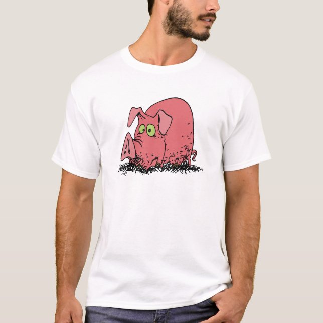 T-shirts Feliz como um porco na lama (Frente)