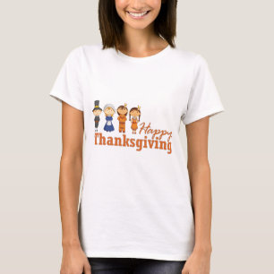 T-shirts Feliz Dia de Ação de Graças com Peregrino Nativo A